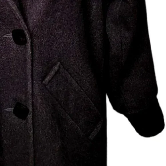 Jofeld Dark Gray Wool Peacoat with Rib Knit Cuffs - Size M - Picture 3 of 6